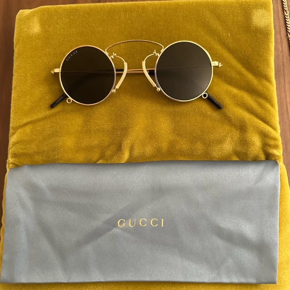 Gucci Harry Styles Ha Ha Ha Gold Frame Sunglasses - Picture 2 of 7